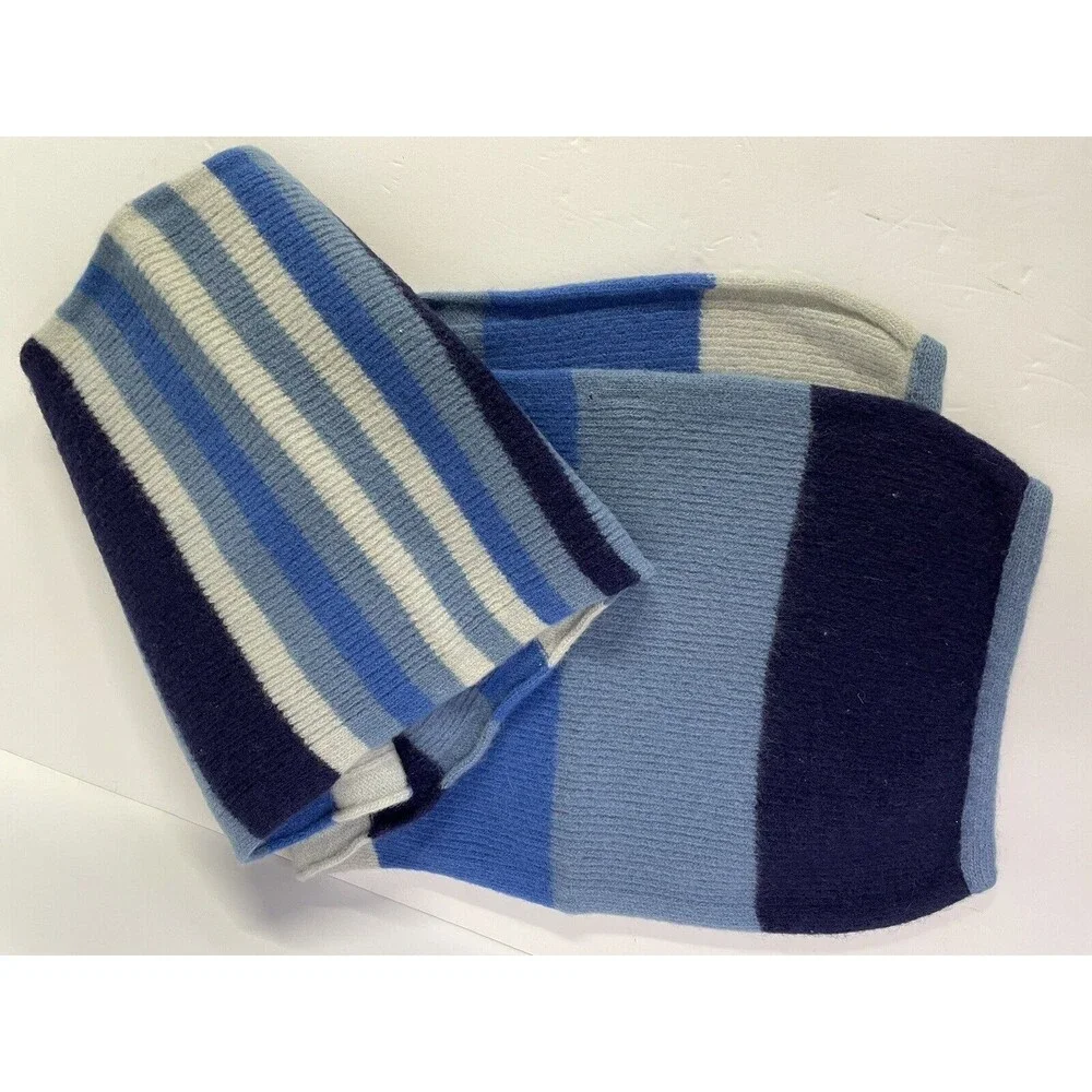 Tie Rack 100% Lambswool Blue Striped Scarf 50x10